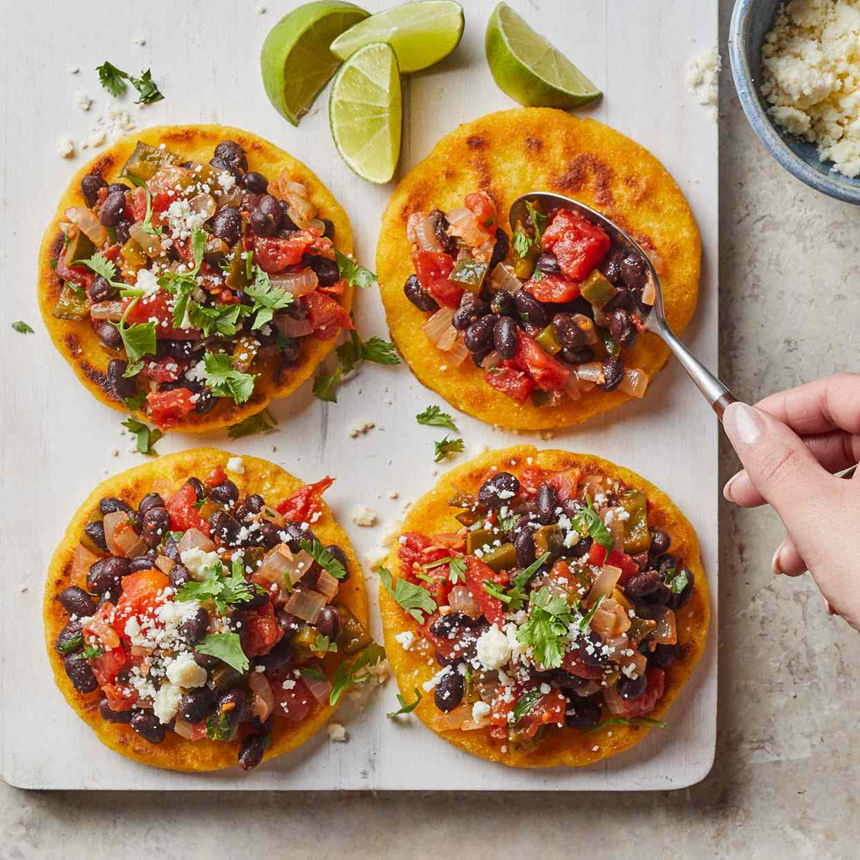 Arepas with Spicy Black Beans