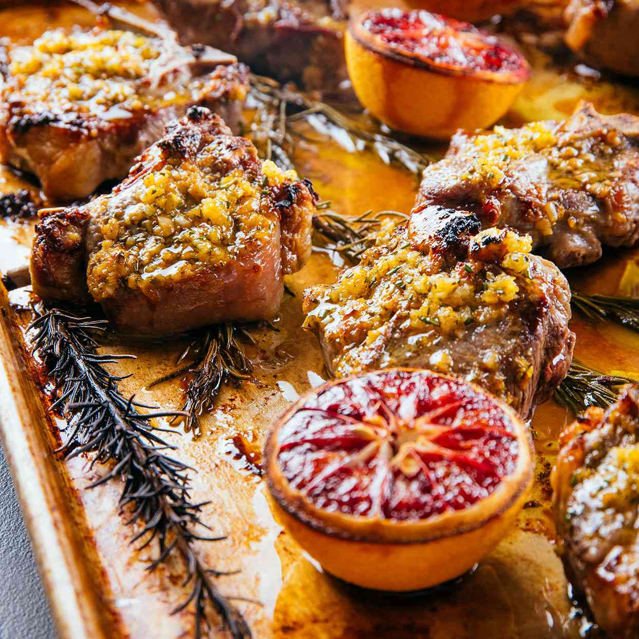 Broiled Lamb Chops with Charred Blood Oranges