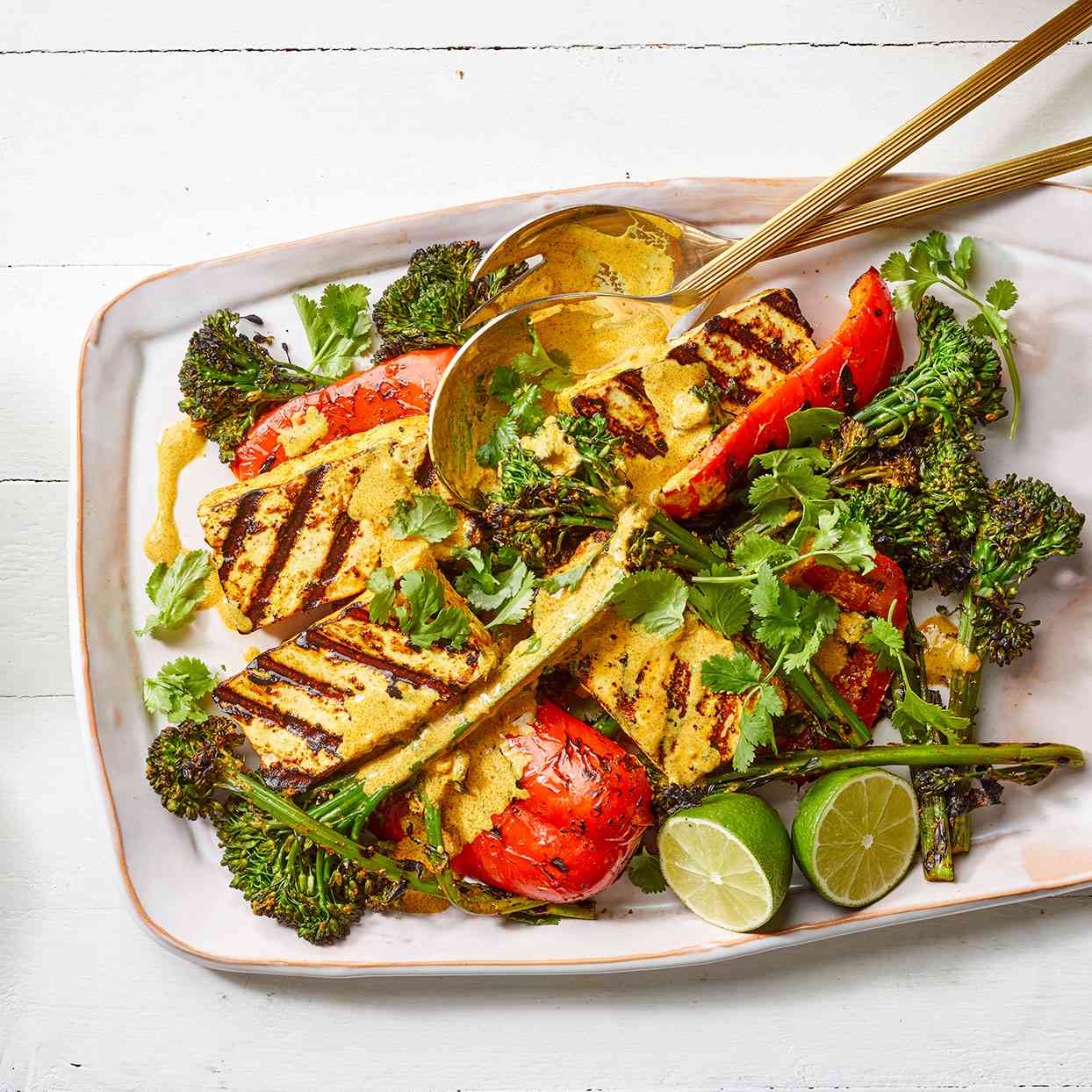 Tandoori Grilled Tofu with Red Peppers & Broccolini