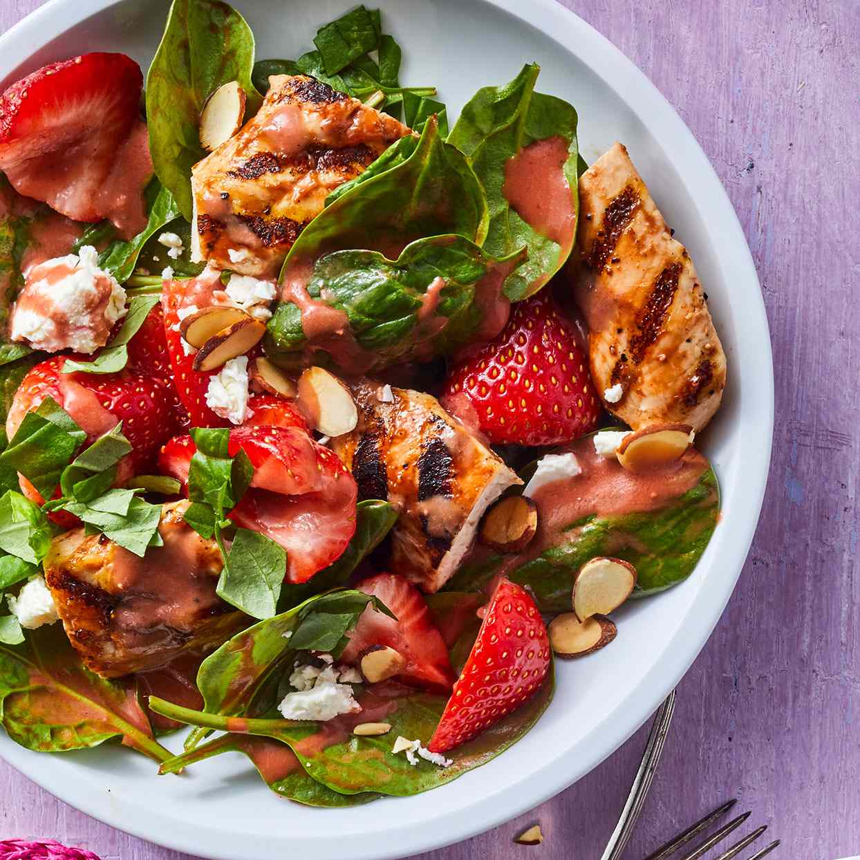 Strawberry-Balsamic Spinach Salad with Chicken