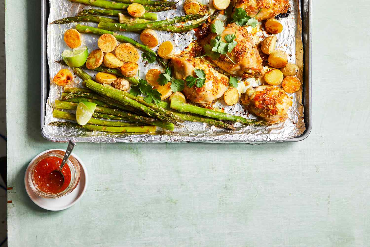 Apricot Glazed Chicken with Potatoes & Asparagus