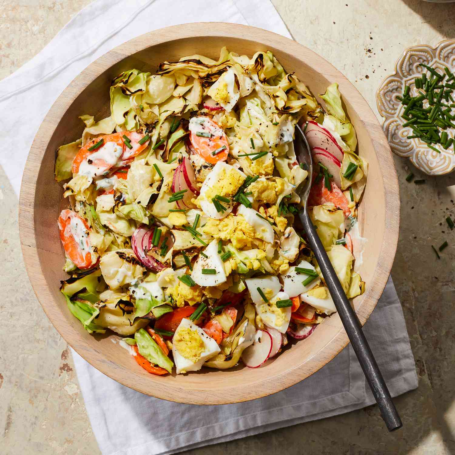 Grilled Cabbage Chopped Salad with Herbed Buttermilk Dressing