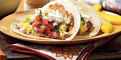 Egg & Cheese Breakfast Tacos with Homemade Salsa Recipe | MyRecipes
