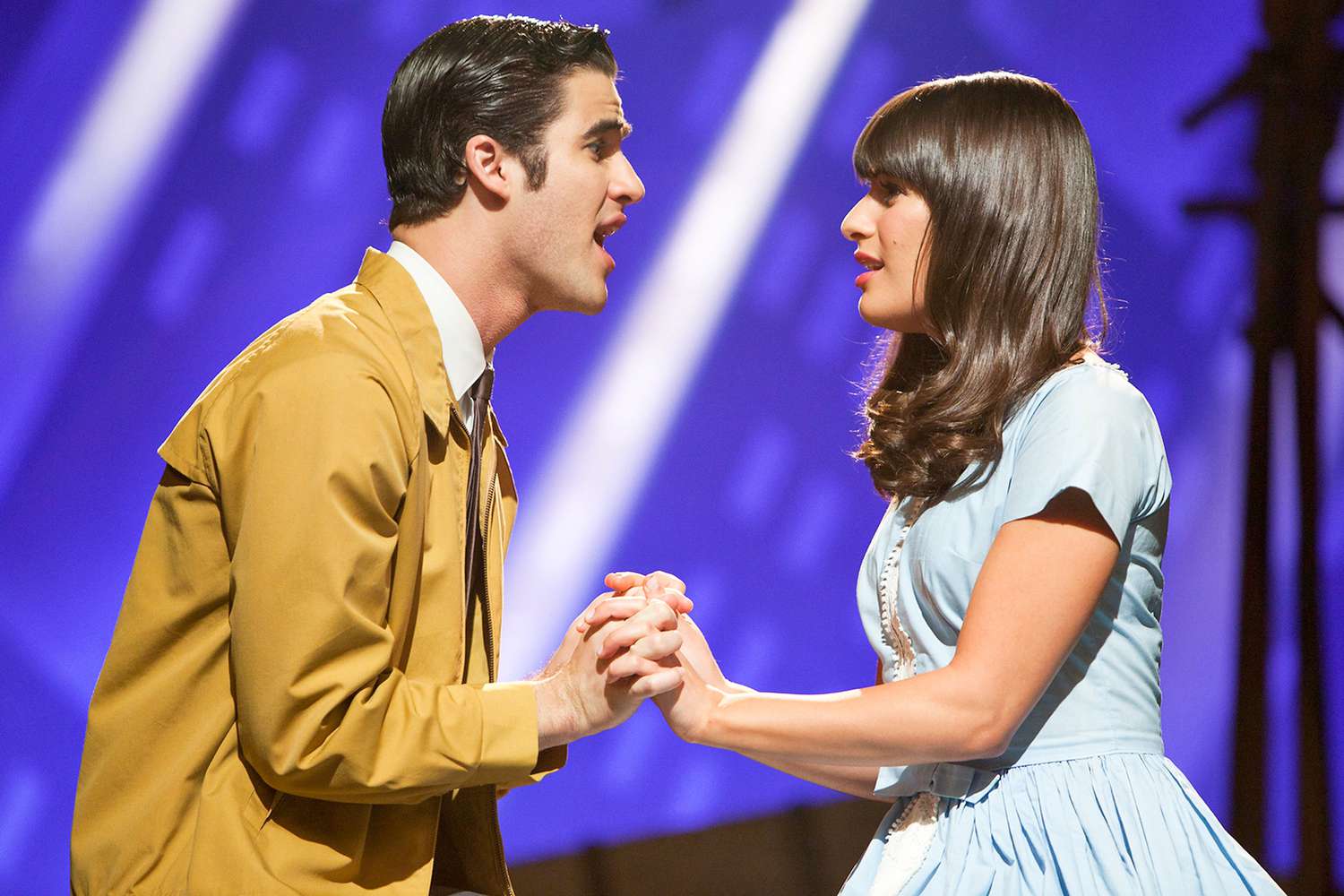 Funny Girl star Lea Michele and Darren Criss have a Glee reunion on Broadway