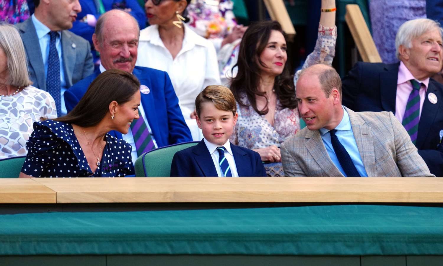 Mandatory Credit: Photo by Javier Garcia/Shutterstock (13018062u) Prince William, Catherine Duchess of Cambridge and Prince George in the Royal Box on Centre Court Wimbledon Tennis Championships, Day 14, The All England Lawn Tennis and Croquet Club, London, UK - 10 Jul 2022