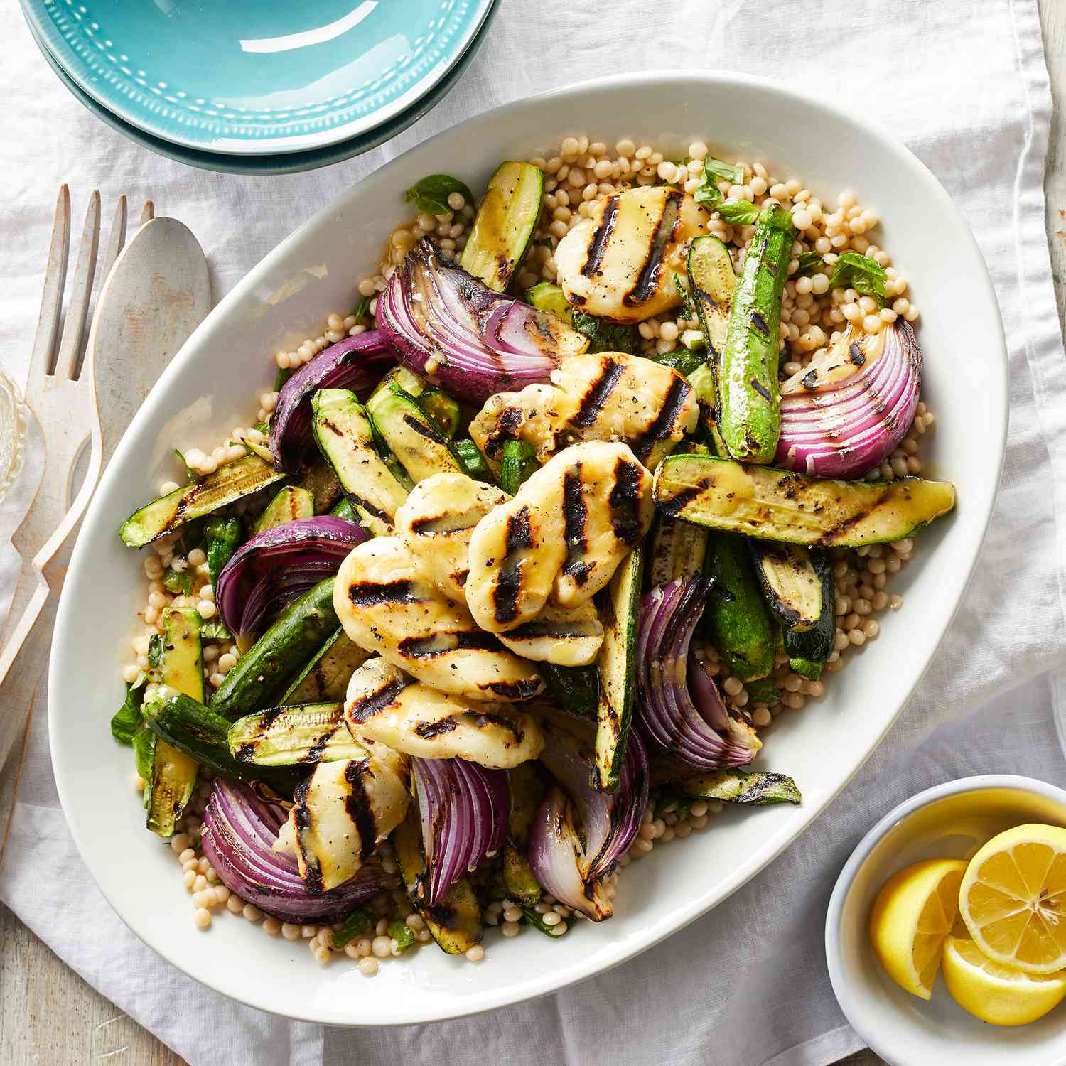 Grilled Zucchini & Halloumi with Herbed Couscous