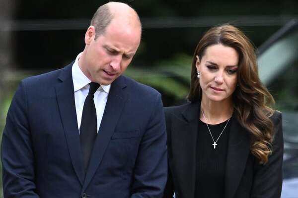 Prince William, Prince of Wales and Catherine, Princess of Wales view floral tributes at Sandringham