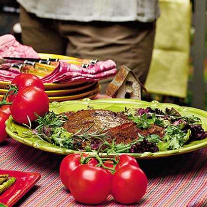 Grilled Flank Steak with Garlic & Rosemary