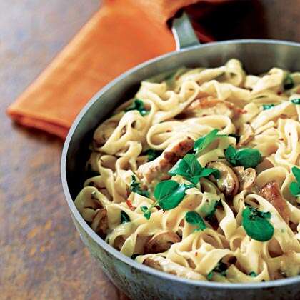 Chicken Fettuccine with Mushroom Brie Recipe | MyRecipes