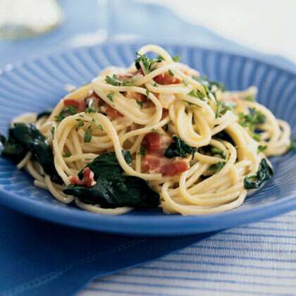 Pasta Carbonara Florentine Recipe | MyRecipes