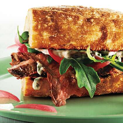 The Ultimate Steak Sandwich with Arugula and Pesto - Our Salty Kitchen