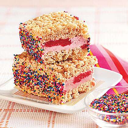 Funfetti Rice Krispies Treat Ice Cream Sandwich Pops - Sprinkles & Sea Salt