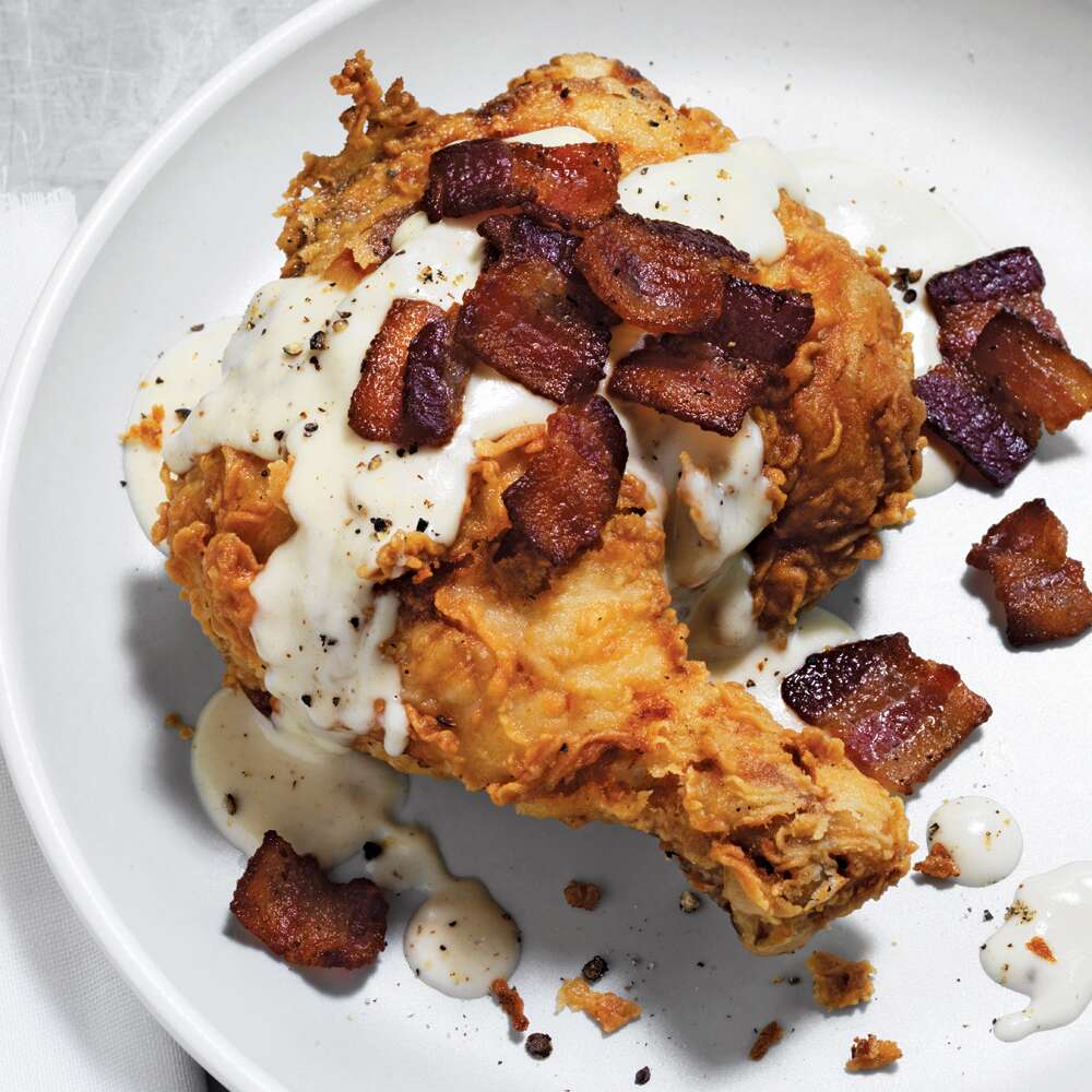 Buttermilk Soaked Bacon Fried Chicken In Gravy Recipe Myrecipes