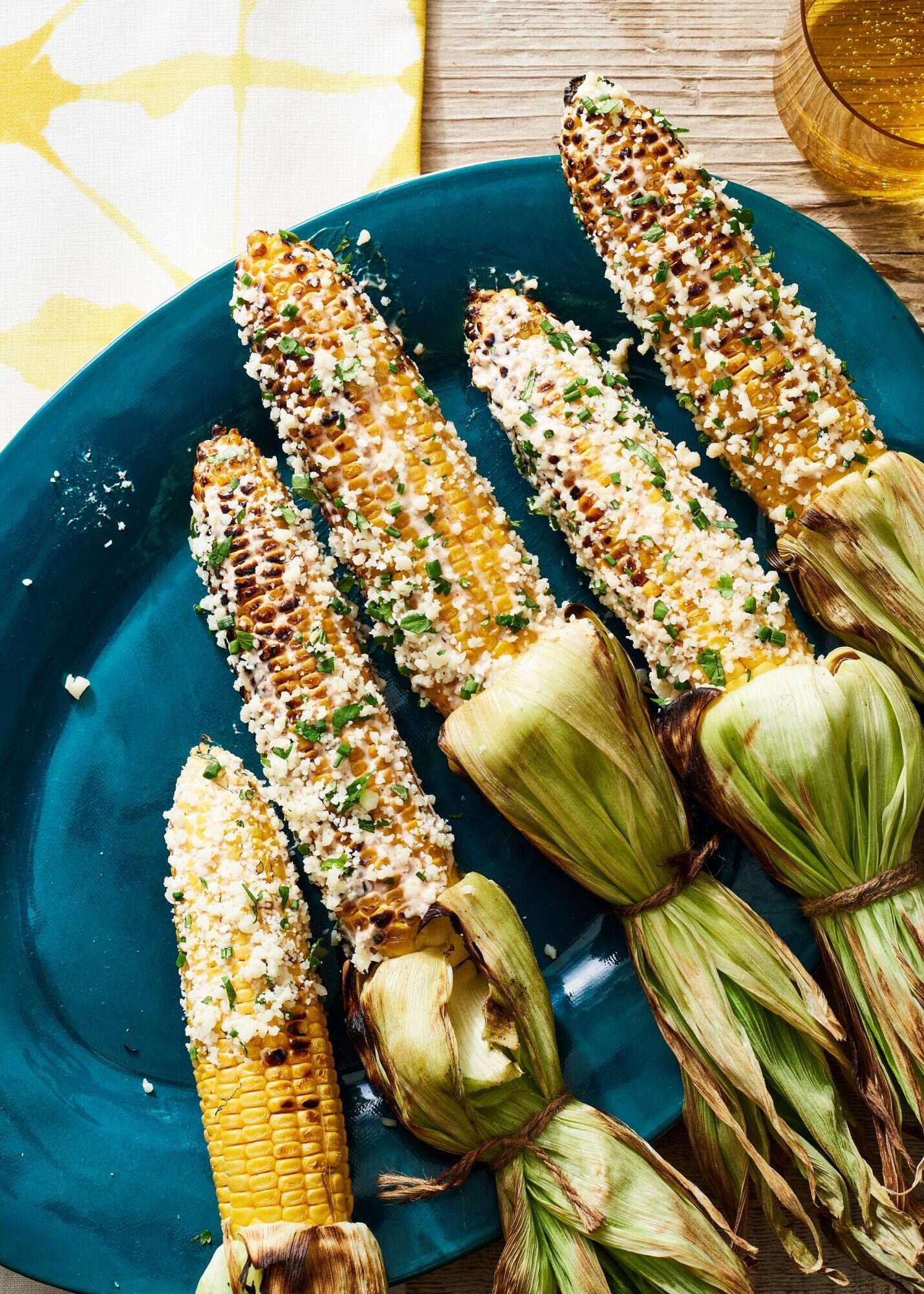 Elote-Style Corn with Cotija and Spicy Cilantro Cream Recipe | MyRecipes
