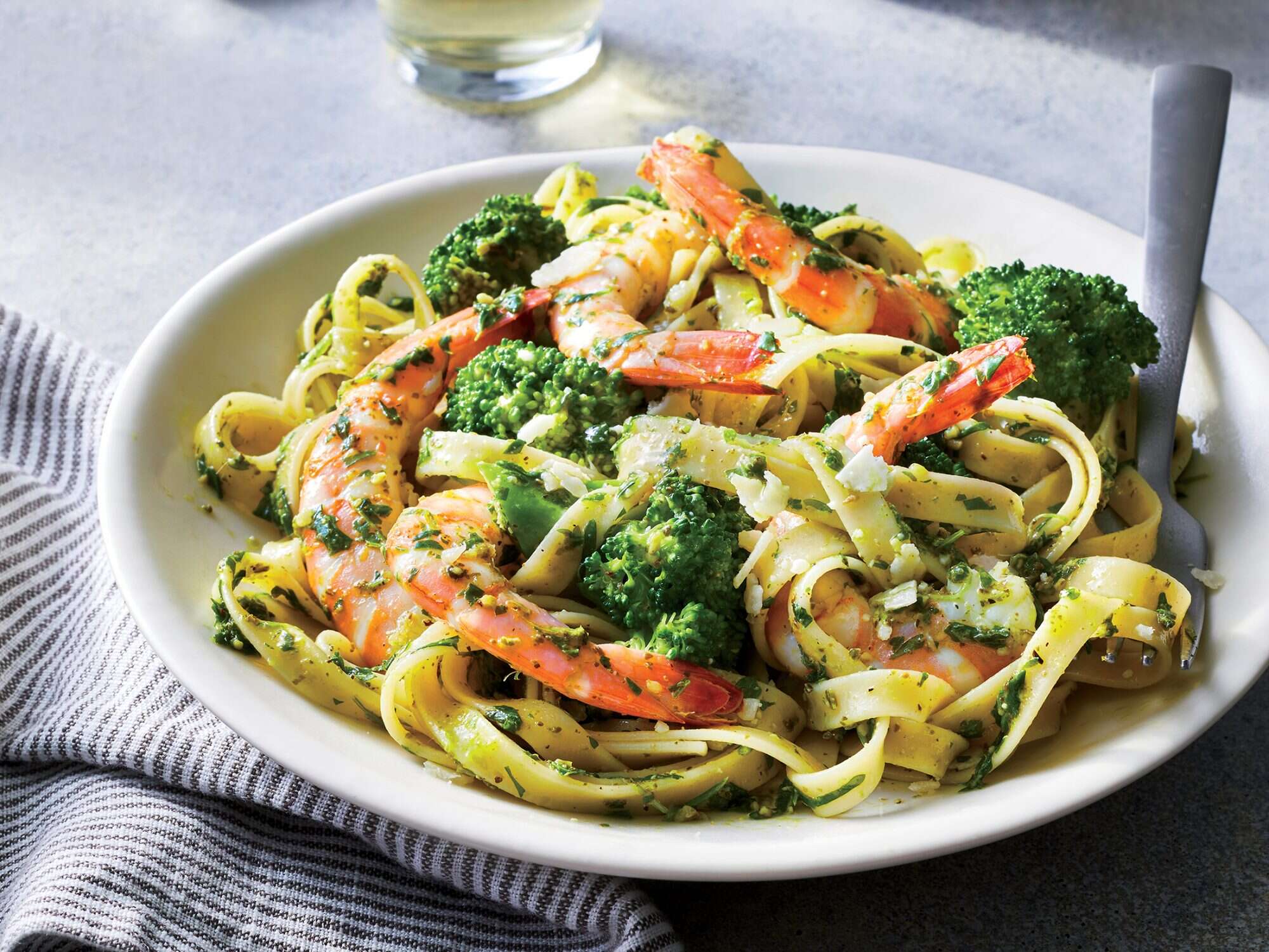 Pesto Shrimp and Broccoli Fettuccine Recipe | Cooking Light | MyRecipes