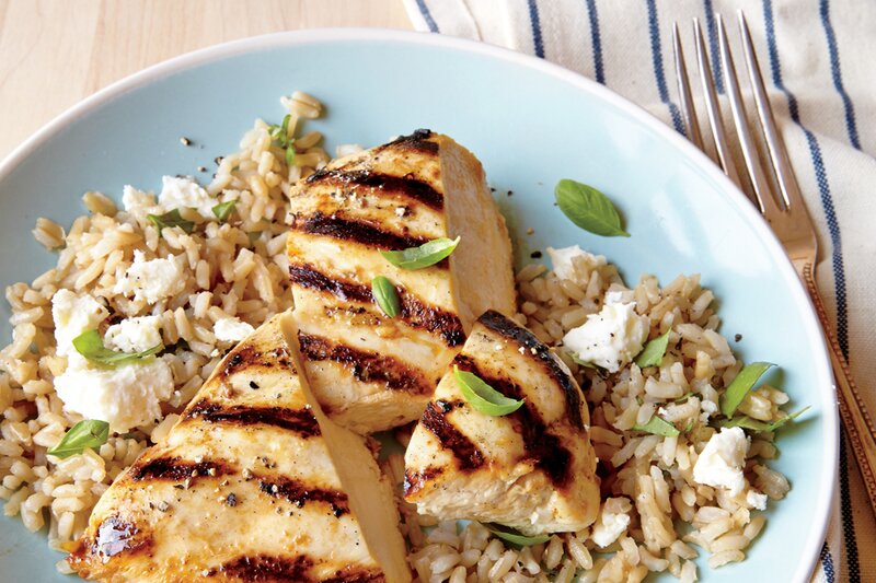 Grilled Lemon Chicken with Feta Rice