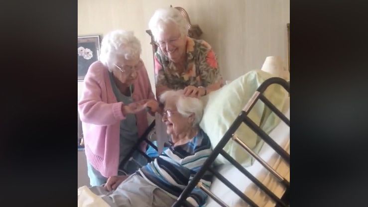 Two 90-Year-Old Women Style Their Sister's Hair While in Hospice in the Sweetest Video You've Ever Seen