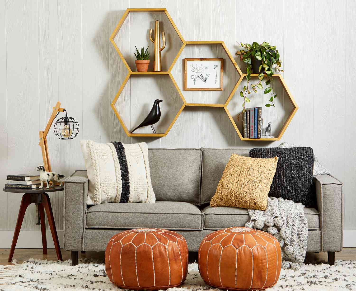 Hexagon Shelves Above Bed