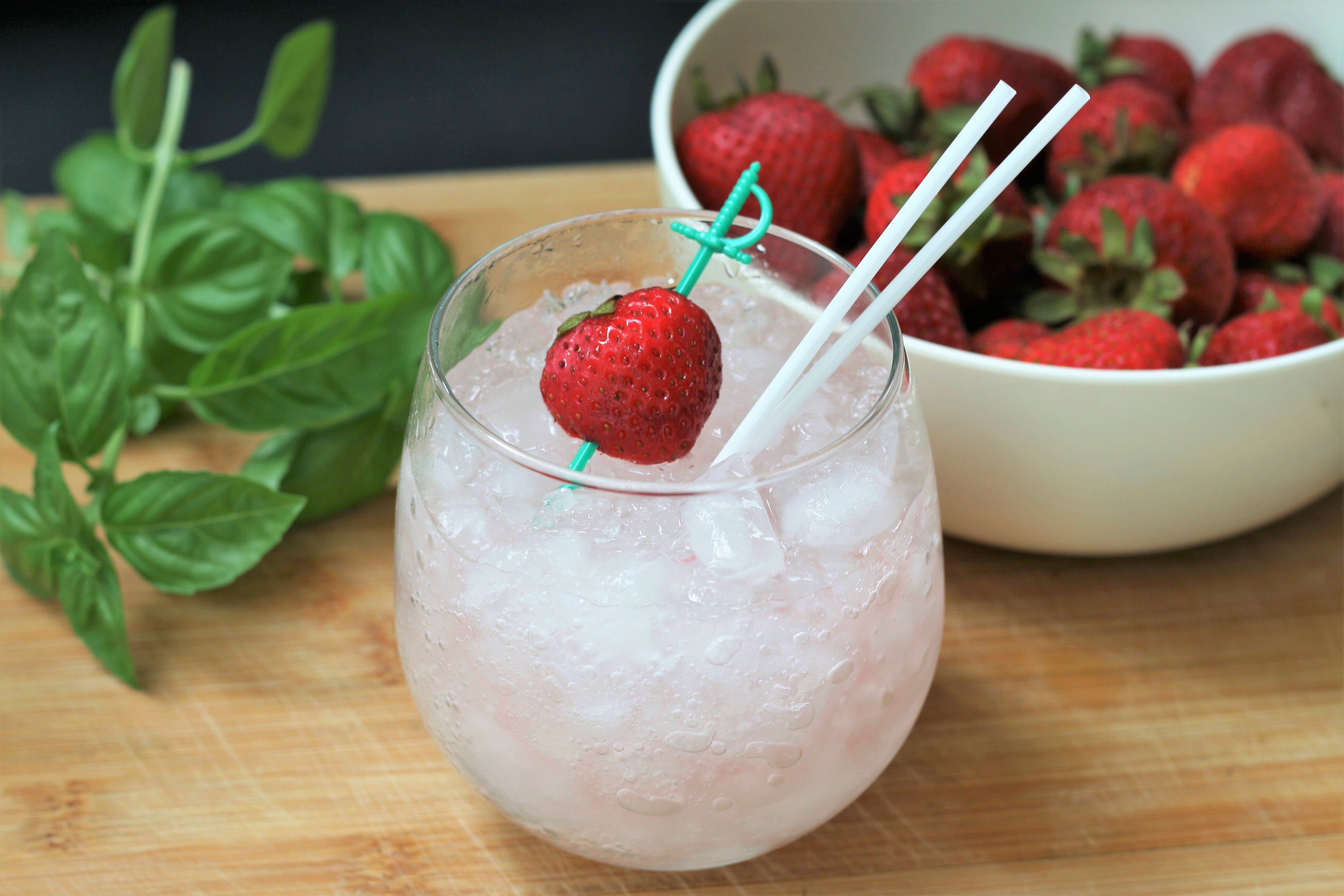 Strawberry-Basil Hard Seltzer