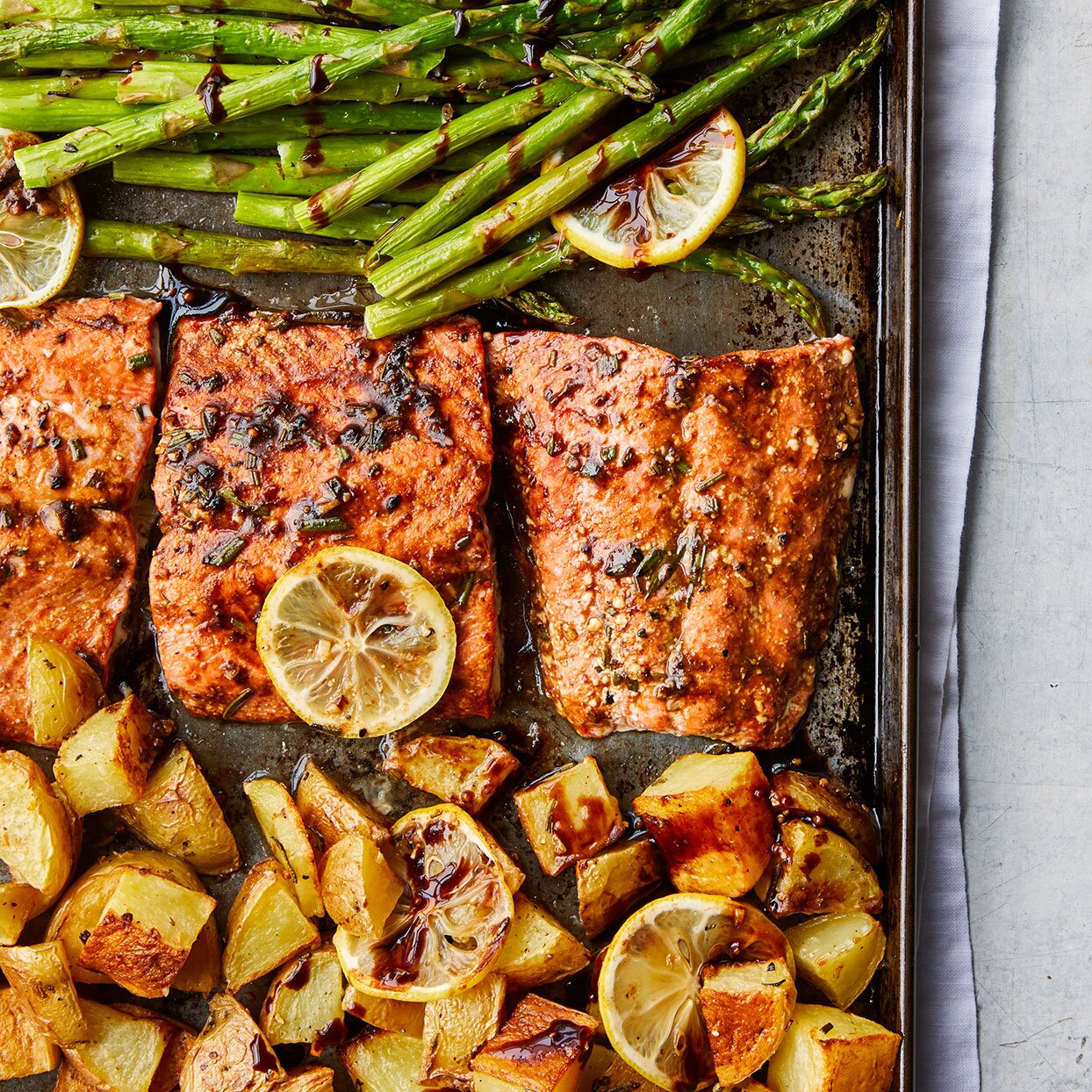 Rosemary Roasted Salmon with Asparagus & Potatoes Recipe | EatingWell
