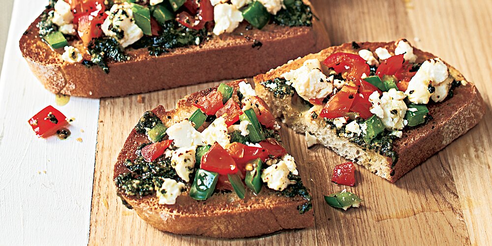 Pesto Bruschetta Recipe | MyRecipes