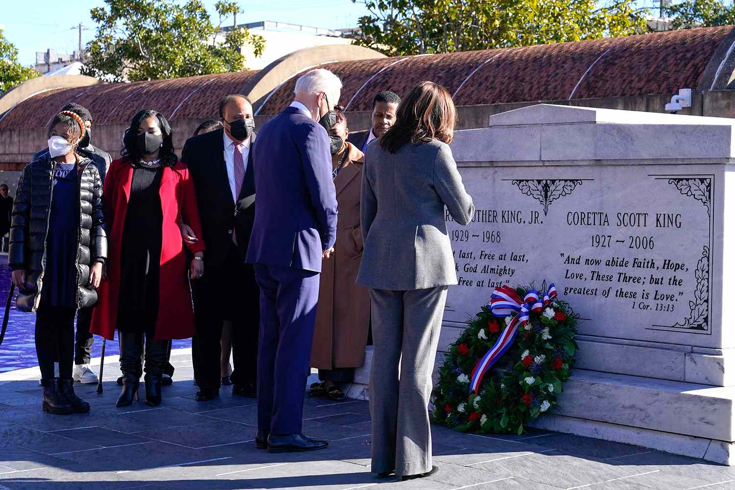 Joe Biden and Kamala Harris Lay Wreath at Martin Luther King Jr. Crypt Ahead of Speech on Voting Rights