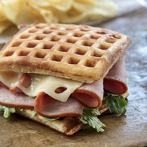 Grilled Ham and Cheese Waffle Sandwiches