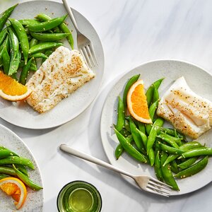 Air-Fried Sesame-Crusted Cod with Snap Peas