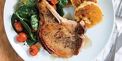 Honey-Glazed Pork Chops and Tomato Salad Recipe | MyRecipes