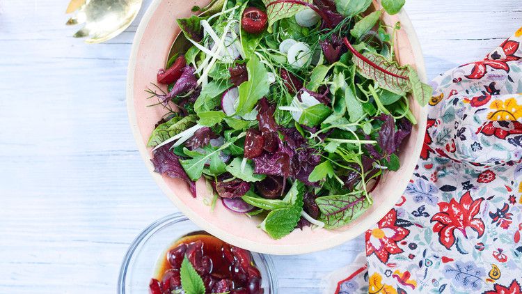 Garden Salad With Herbs And Sour Cherry Dressing Martha Stewart