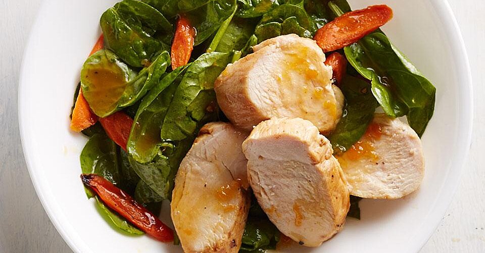 Apricot Rosemary Chicken With Roasted Carrot Salad Recipe Eatingwell