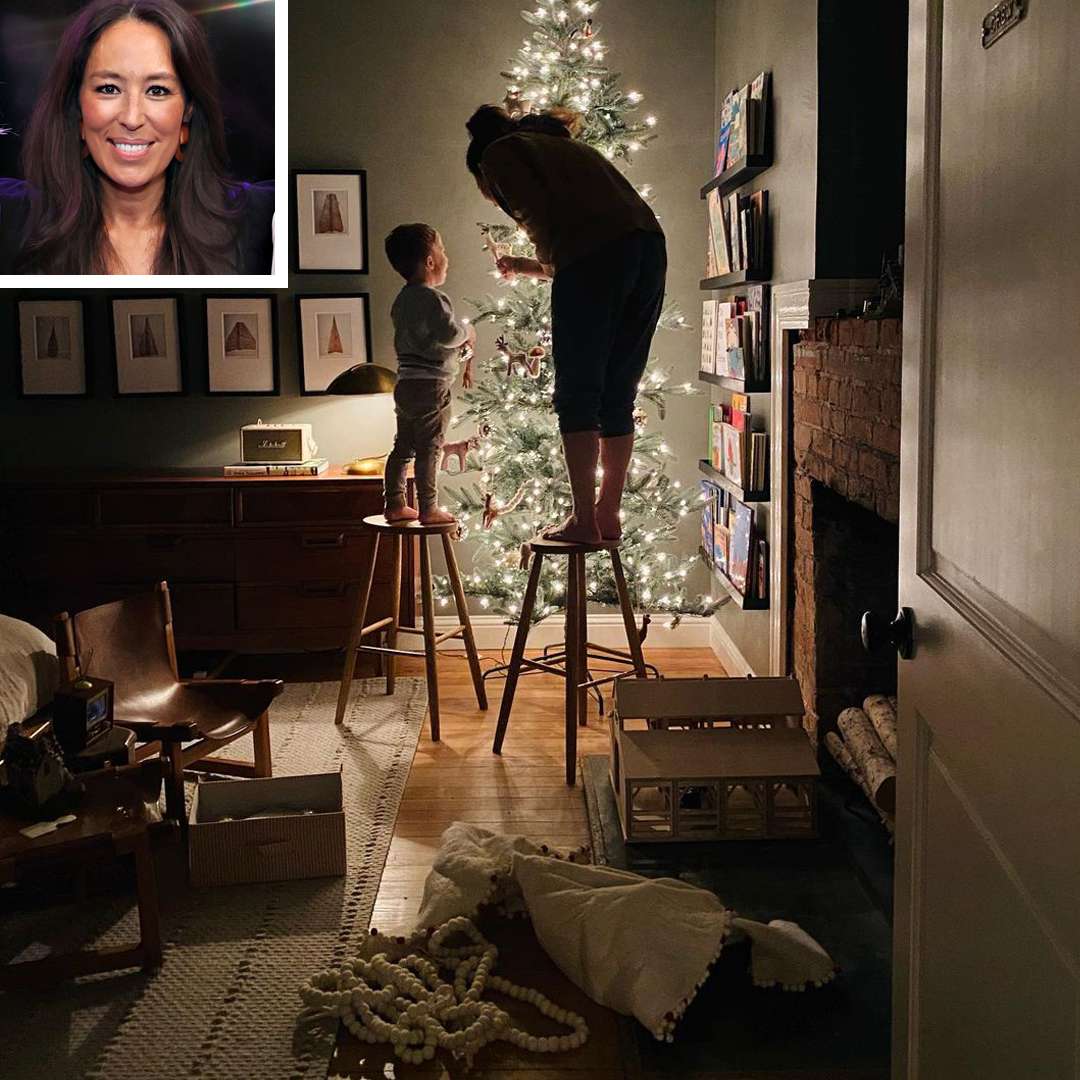 Joanna Gaines and 3-Year-Old Son Crew Decorate Christmas Tree Together in Cozy Family Photos