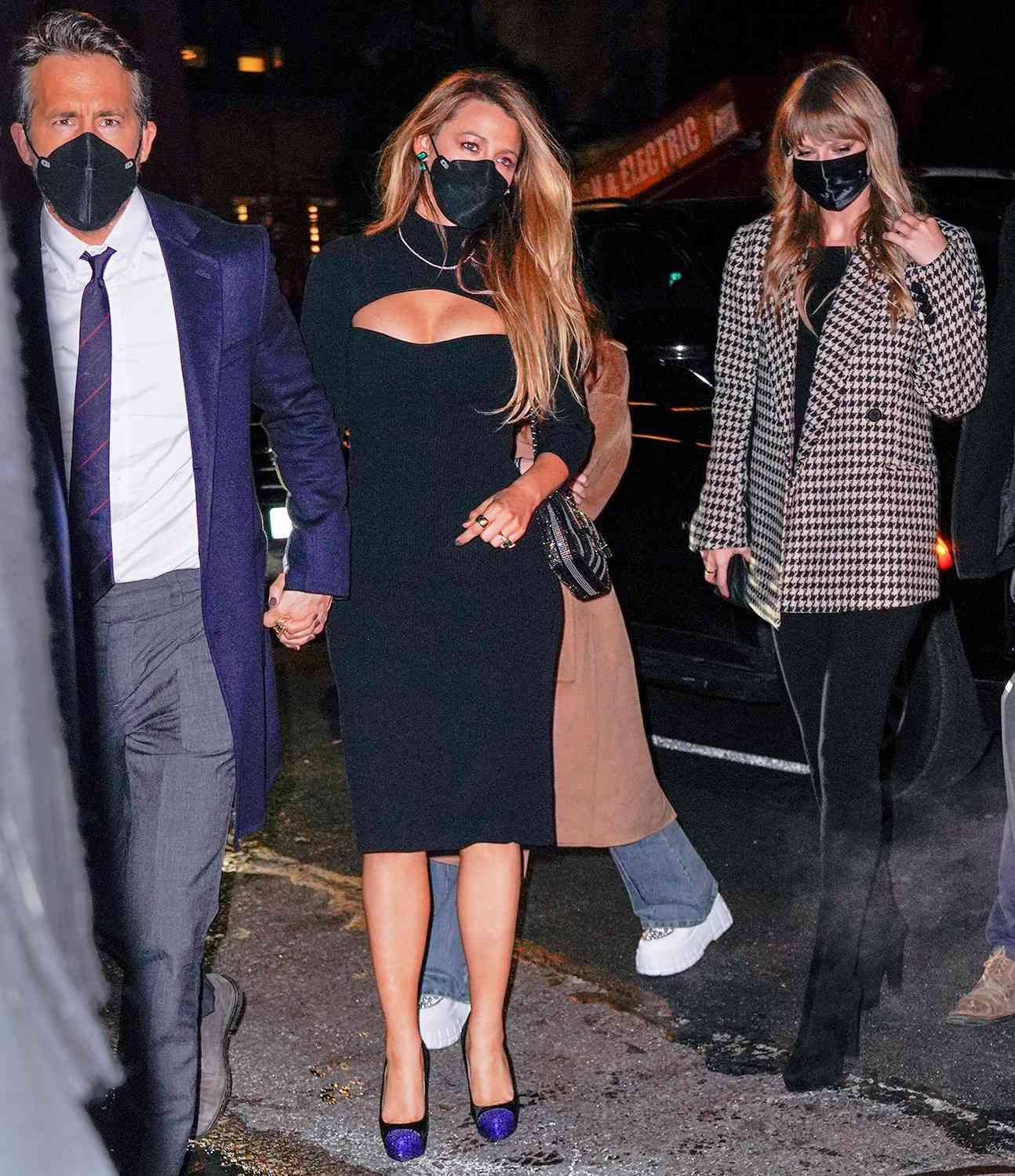 Taylor Swift, Blake Lively, Ryan Reynolds arrive at SNL Afterparty at L'Avenue on November 14, 2021 in New York City.