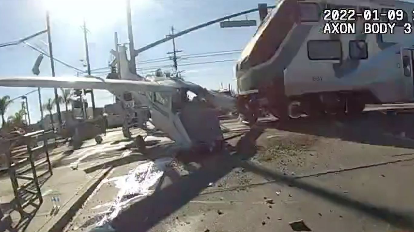 Pilot Injured in Crash Is Pulled from Plane Seconds Before Wrecked Aircraft Gets Struck by Train