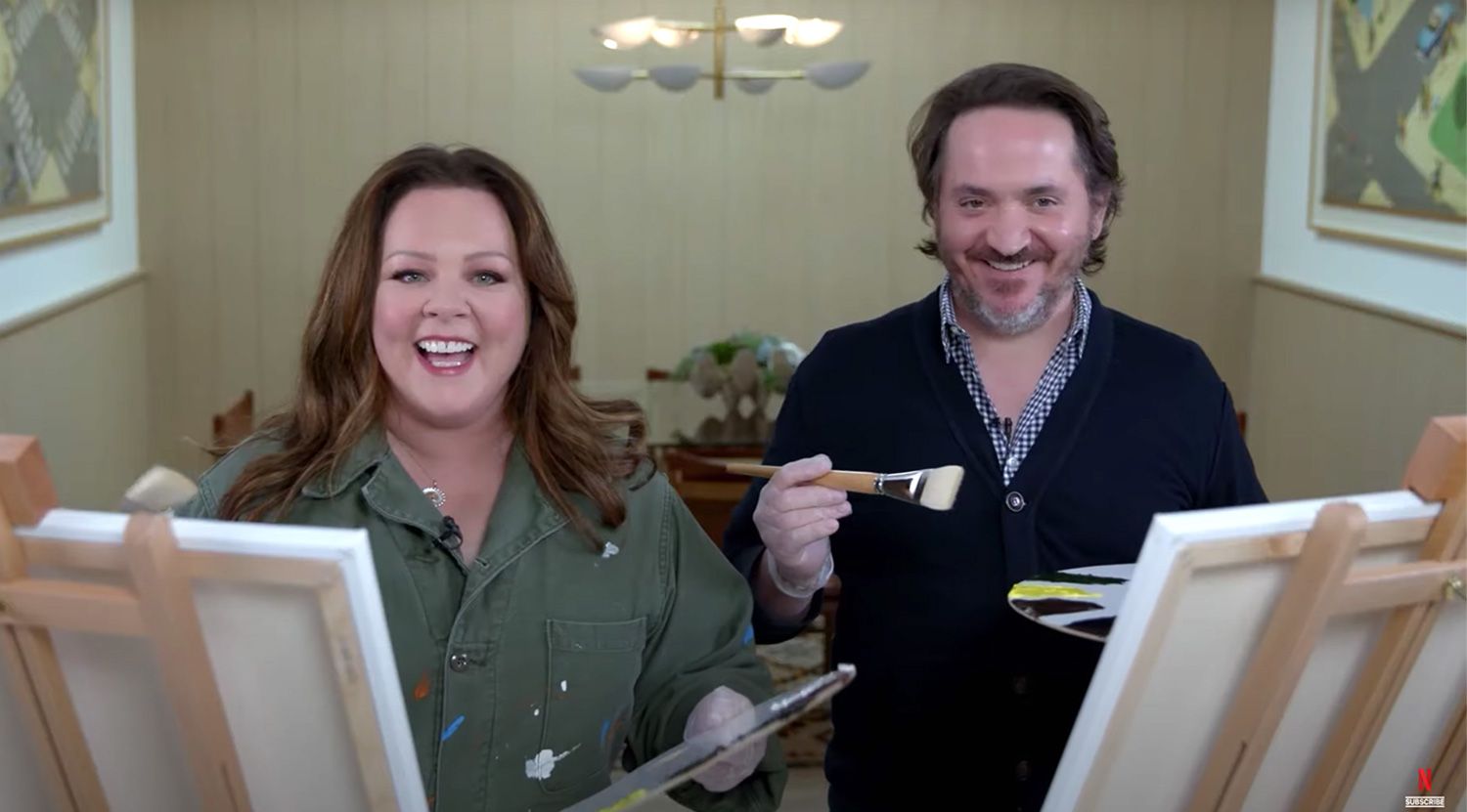 Melissa McCarthy and Husband Ben Falcone Take 'Virtual Painting' Class with Bob Ross' Son.jpg