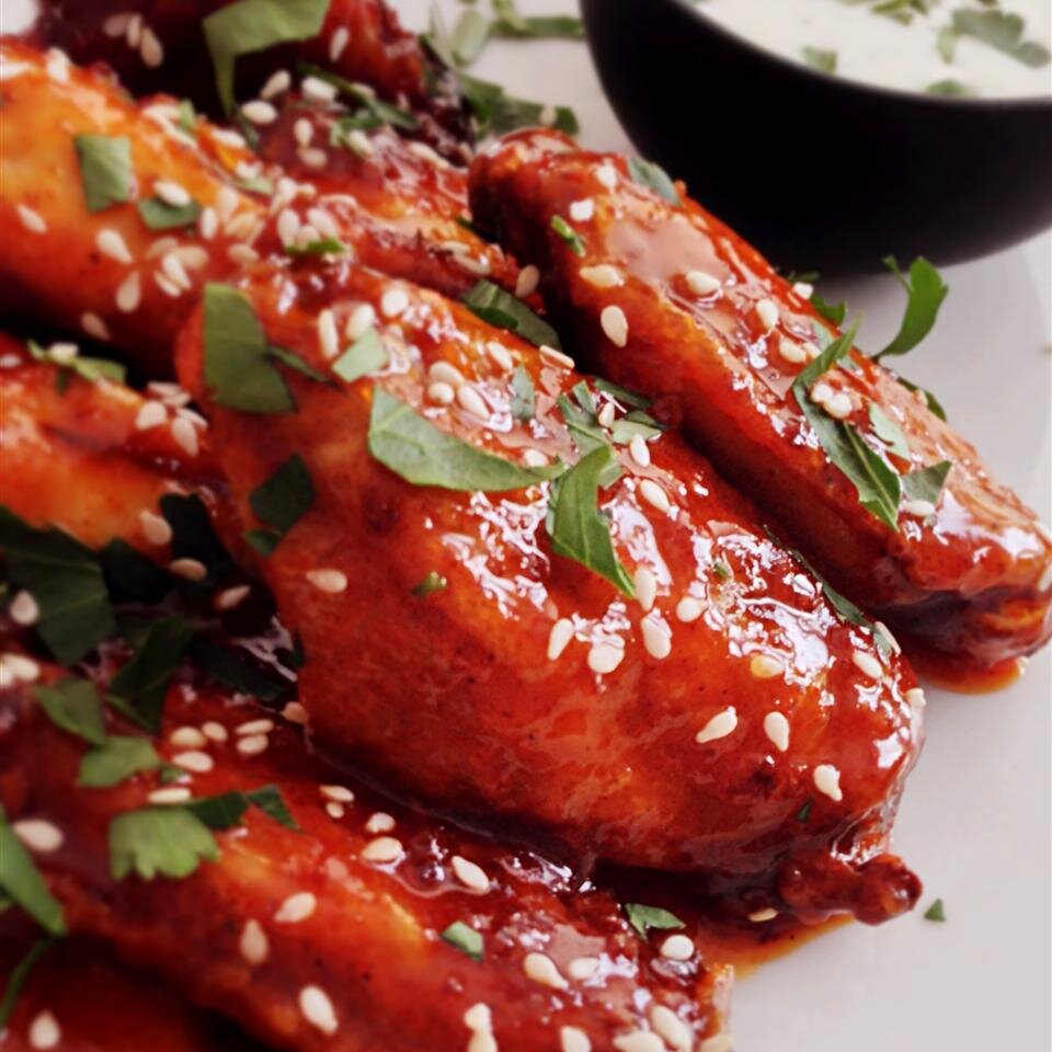 Crispy Honey Sriracha Chicken Wings Recipe Allrecipes