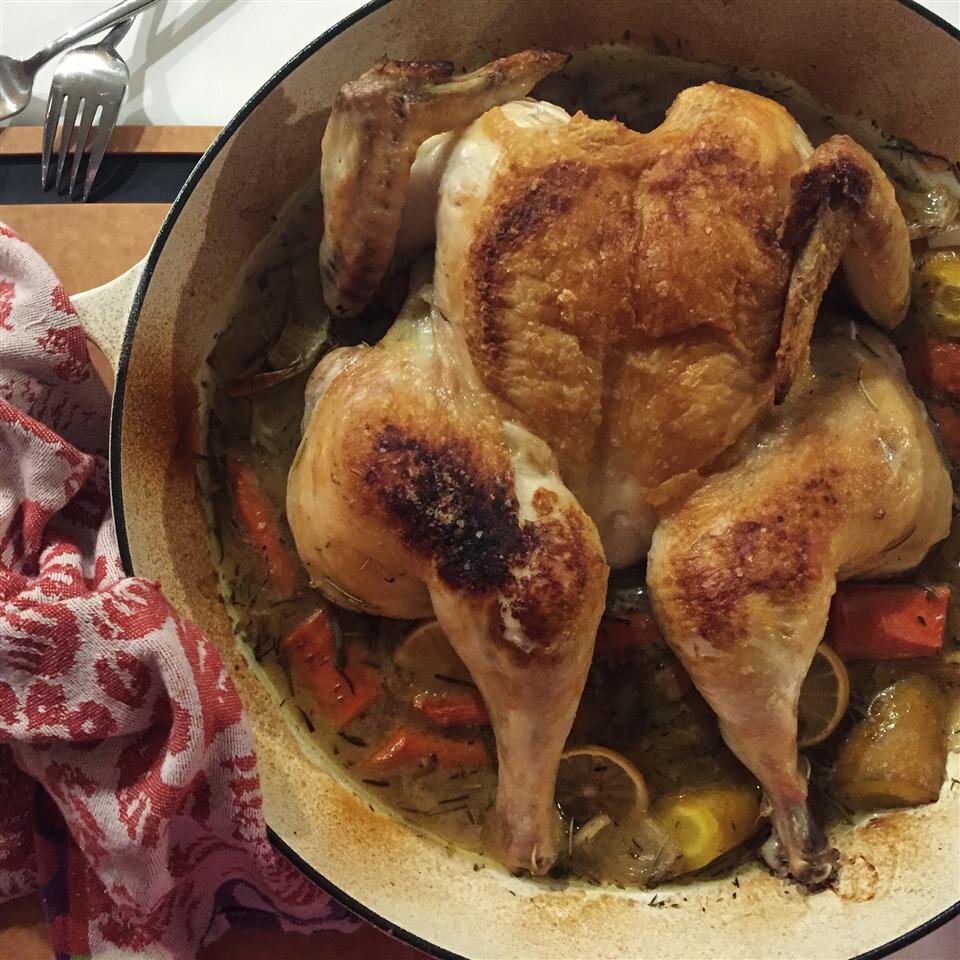 Braise Roasted Chicken With Lemon And Carrots Recipe Allrecipes