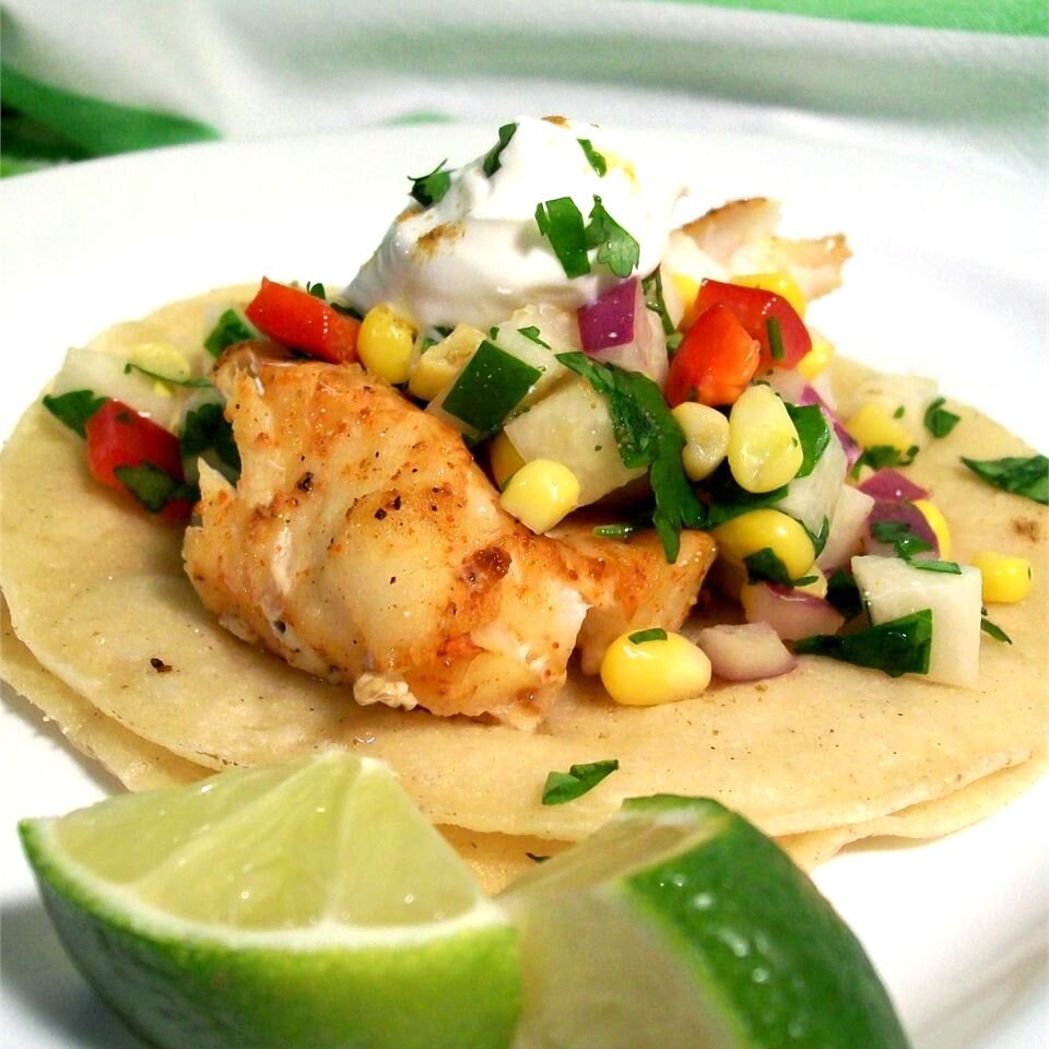 Fiery Fish Tacos With Crunchy Corn Salsa Recipe Allrecipes