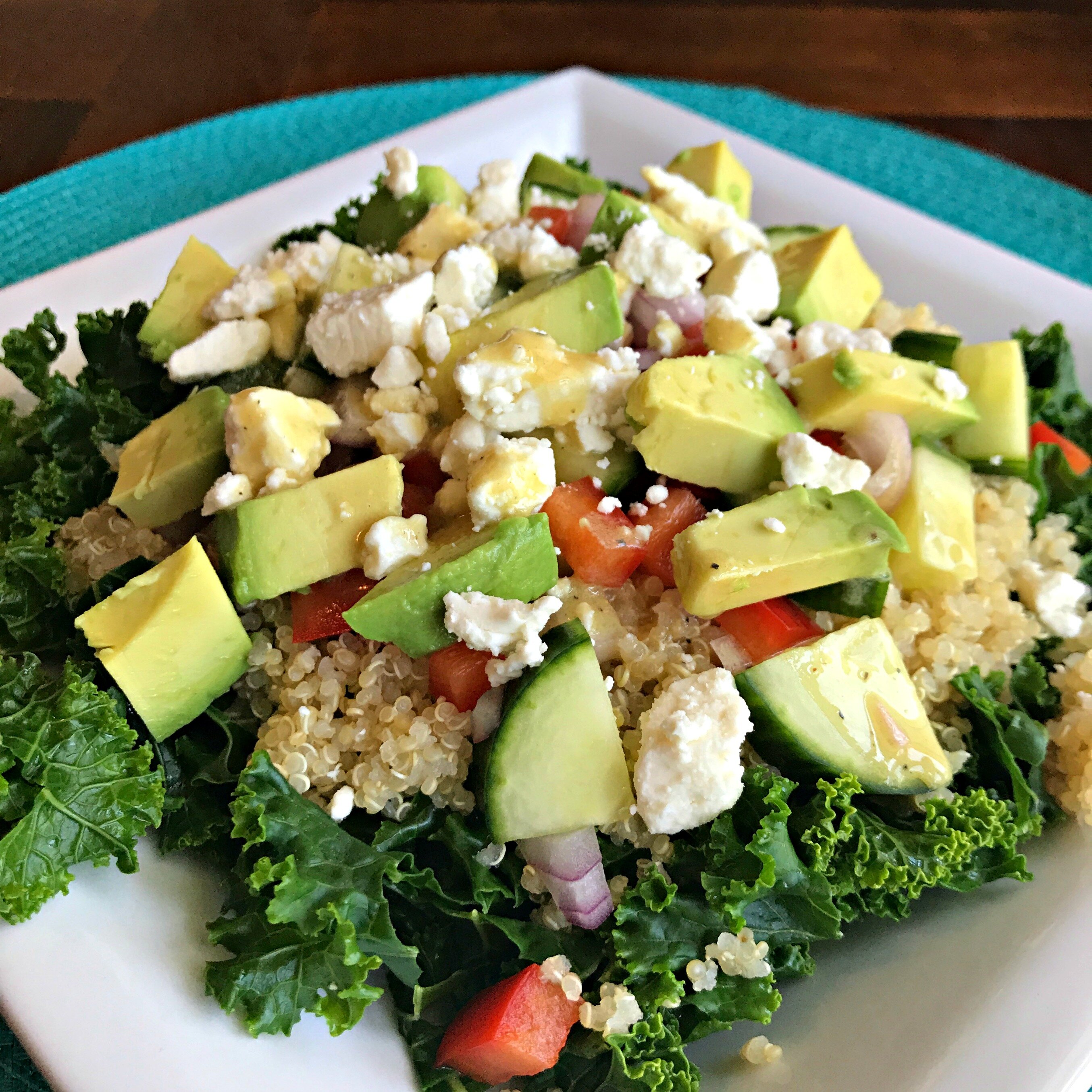 Kale Quinoa And Avocado Salad With Lemon Dijon Vinaigrette Allrecipes