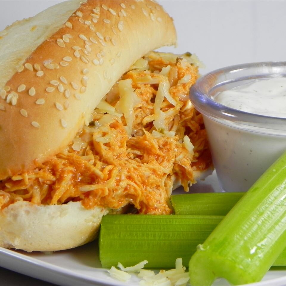 Slow Cooker Buffalo Chicken Sandwiches Recipe Allrecipes