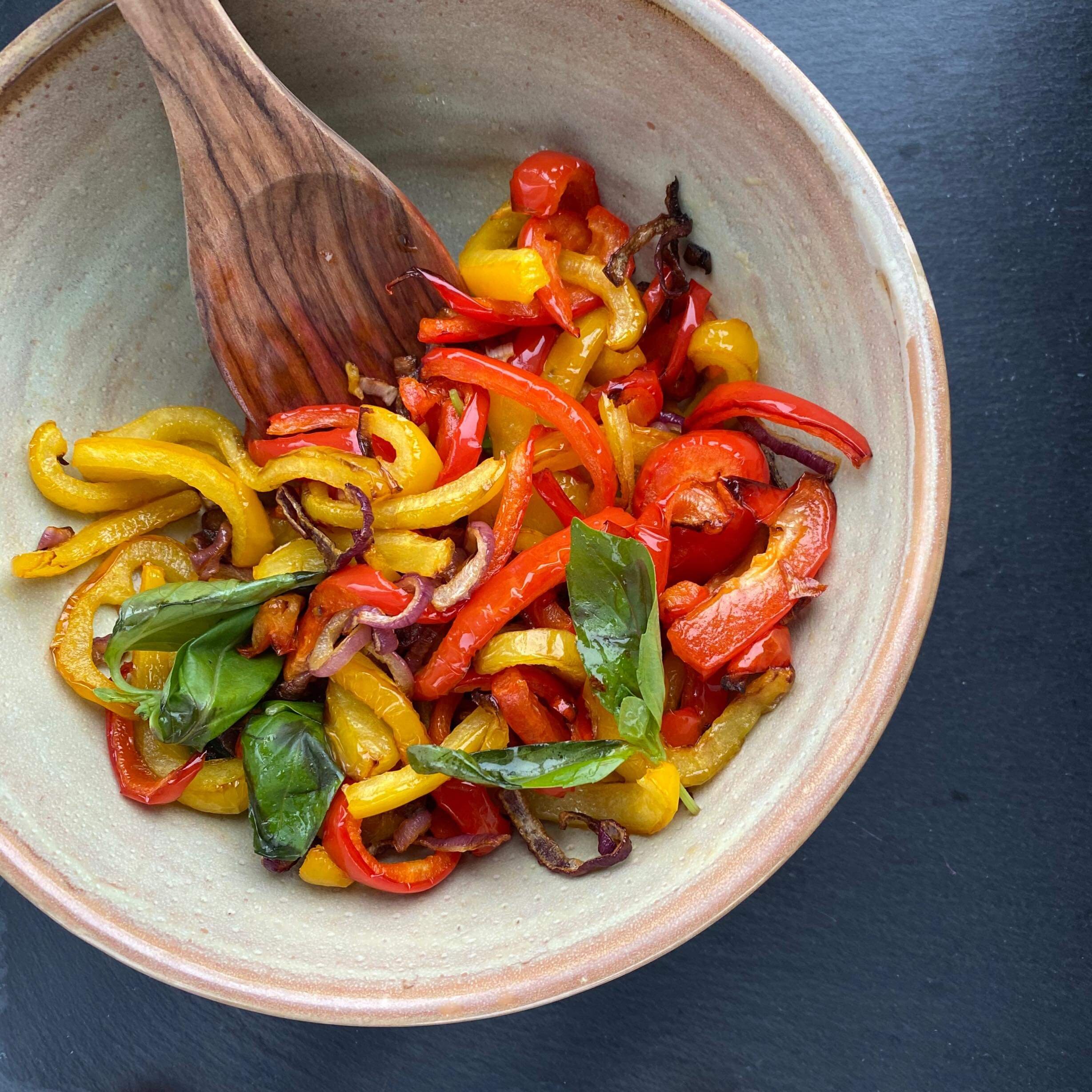 Air Fried Roasted Sweet Peppers And Onions Recipe Allrecipes