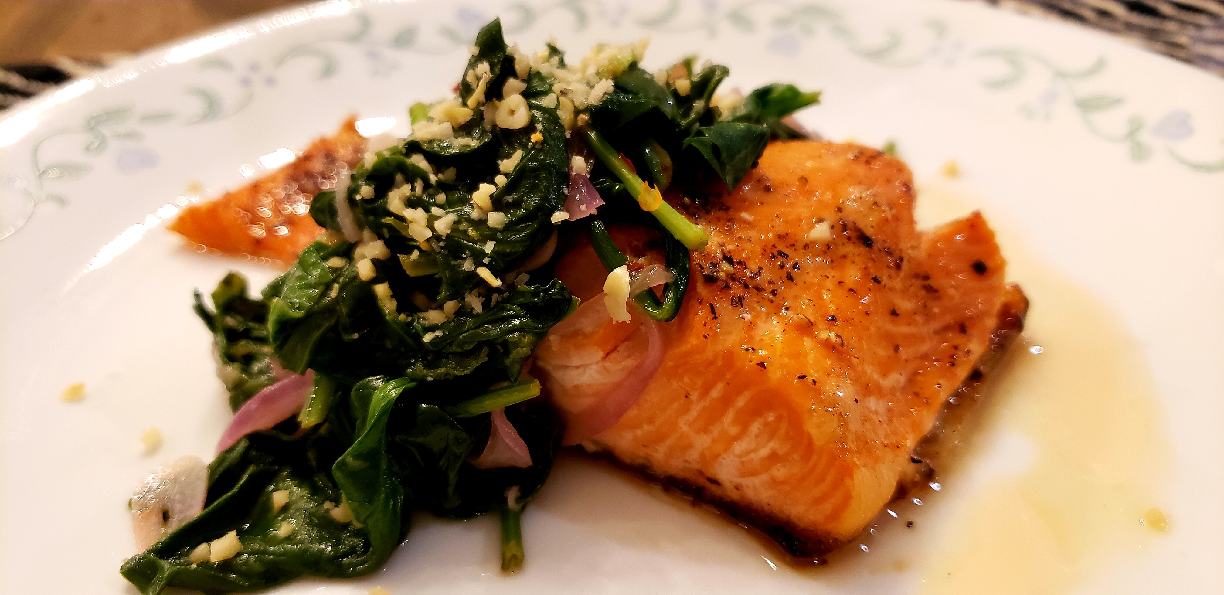 Honey Lemon Glazed Salmon With Spinach Saute Allrecipes