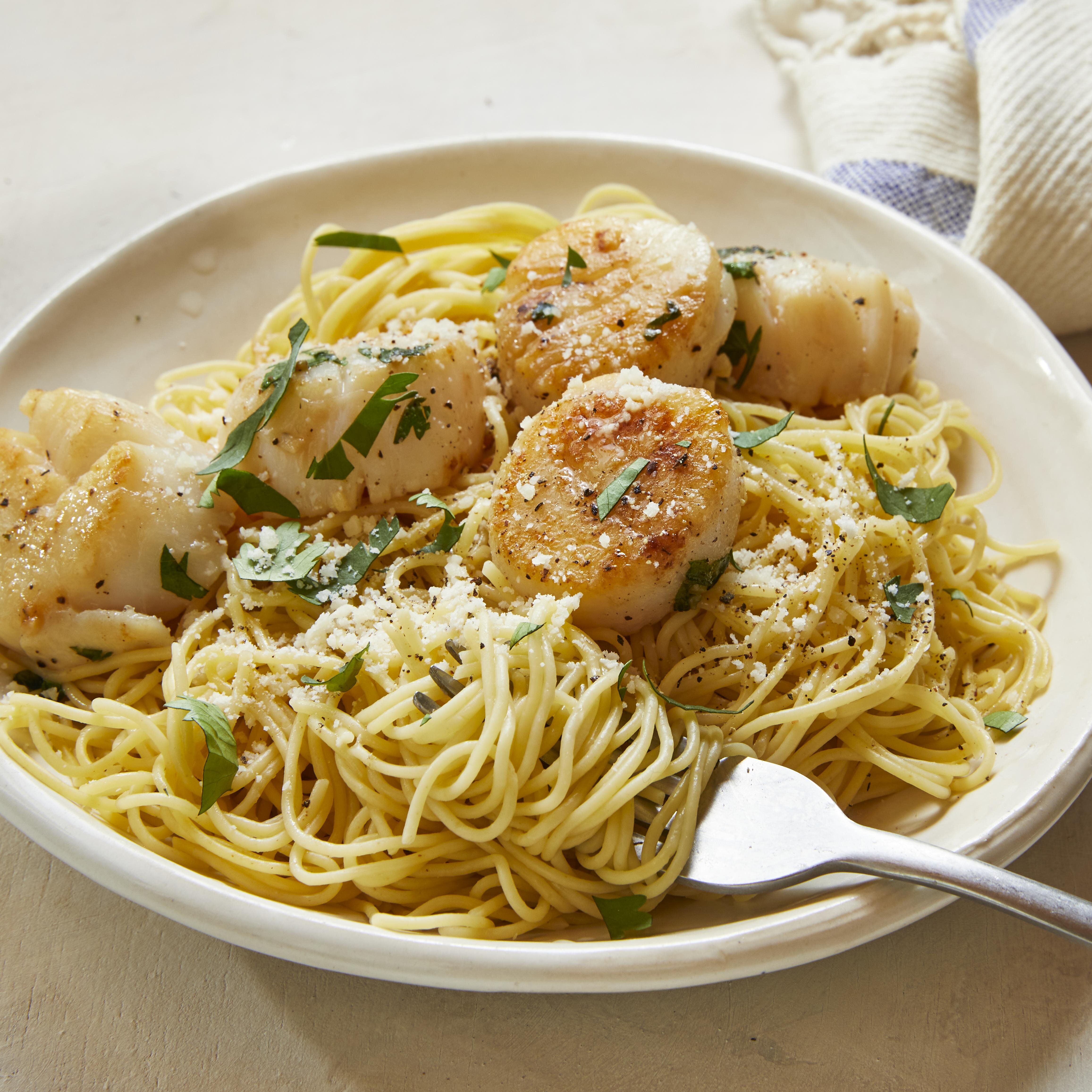 Savory Sea Scallops And Angel Hair Pasta Recipe Allrecipes