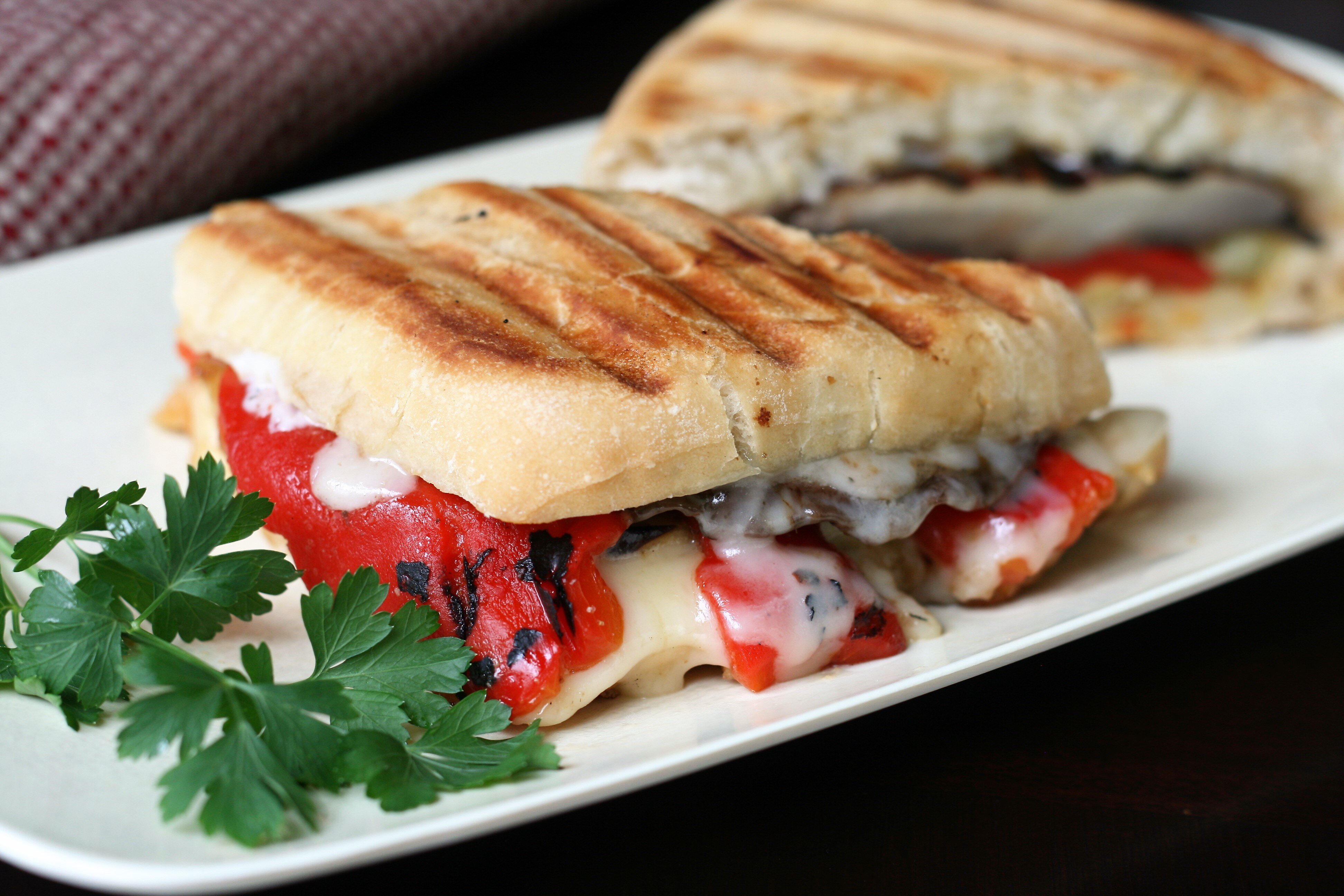 Portobello Eggplant And Roasted Red Pepper Panini Recipe Allrecipes