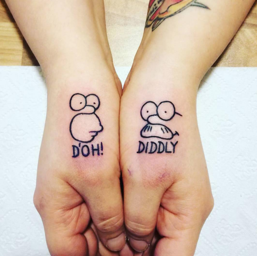 This Simpsons Tattoo Looks Minimalist But Is Actually An Insane Optical Illusion Hellogiggles