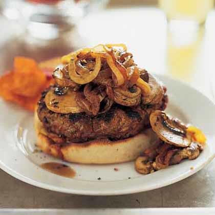 Open Faced Burgers With Onion Mushroom Topping Recipe Myrecipes