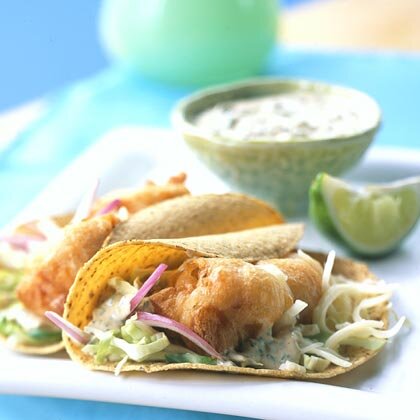 Beer Battered Fish Tacos With Baja Sauce Recipe Myrecipes