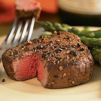 Spiced Pepper Crusted Filet Mignon With Asparagus Recipe Myrecipes