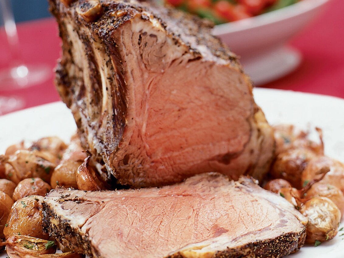 Lemon Pepper Crusted Prime Rib Roast Root Vegetables Recipe Myrecipes