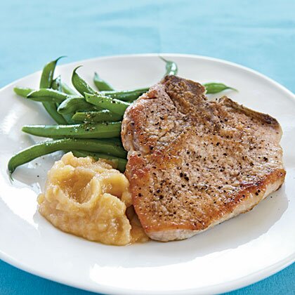 Pan Fried Pork Chops And Homemade Applesauce Recipe Myrecipes